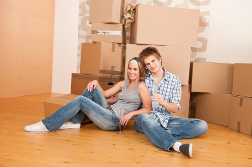 Office relocation planning in Barnet with packed boxes and workspace setup
