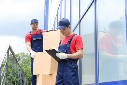 Careful loading of boxes during a student move