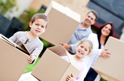 Commercial relocation logistics in Barnet with labelled boxes