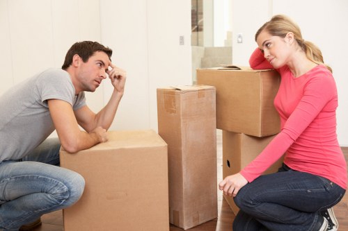 Packed boxes and furniture ready for removals in Barnet